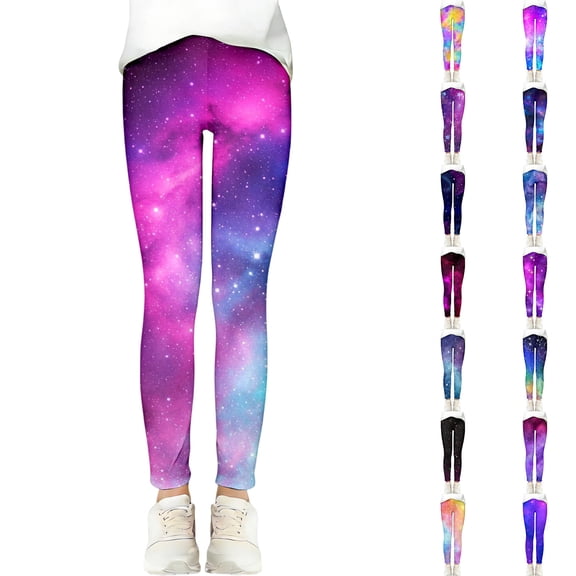 Toddler Girls Stars Stretch Athletic Leggings Little Kids High Waisted Yoga Pants Ankle Length A 4 Y-5 Y