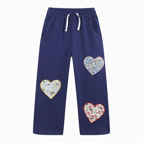 Toddler Girls Straight Leg Sweatpants Drawstring High Waisted Baggy Joggers Pnats with Pockets Cute Printed Sports Pants 1T 2T 3T 4T 5T 6T 7T Girls Clothes