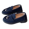 thumbnail image 1 of Toddler Girls Suede Loafers Casual Tassel Dress Flat Boat Shoes Slip on School Uniform Moccasin Walking Shoes Blue 6 Toddler, 1 of 6
