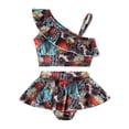 thumbnail image 1 of Toddler Girls Summer 2PCS Swimwear Sets One Shoulder Floral Tops + Tutu Ruffle Shorts, 1 of 10