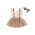 thumbnail image 1 of Toddler Girls Summer Casual Princess Dress Flying Sleeve Leopard Print Patchwork Dress with Headband, 1 of 7