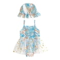 thumbnail image 1 of Toddler Girls Summer Casual Swimwear Sleeveless Fish Scale Print Tutu Bathing Suit with Hat 9 Months-6 Years, 1 of 9