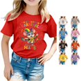 thumbnail image 1 of Toddler Girls Summer Casual Tops Crew Neck T Shirts Carnival Print Short Sleeve T Shirt Top Size 3-4T , Red, 1 of 4