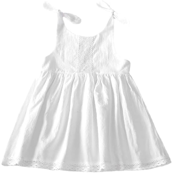 Toddler Girls Summer Classic Comfort Solid Color Lace Sleeveless Sundress Baby Girls Casual Ruffle Playwear Dress
