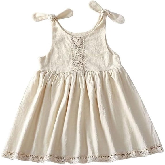 Toddler Girls Summer Classic Comfort Solid Color Lace Sleeveless Sundress Baby Girls Casual Ruffle Playwear Dress