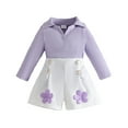 thumbnail image 1 of Toddler Girls Summer Clothes Lapel V Neck Knitted Top + Floral Pleated Cute Shorts 2 Piece Outfits for 1-4 Years, 1 of 9