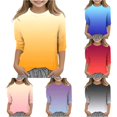 thumbnail image 1 of Toddler Girls Summer Cute Tops Gradient Printed Fashionable Round Neck 3/4 Sleeve Casual T Shirt Top Size 3-4T ,Yellow, 1 of 5