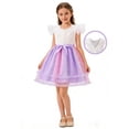 thumbnail image 1 of Flower Girl Dresses for Wedding Tulle Princess Pageant Birthday Party Gown with Sequined Mesh & Bowknot Belt Party Princess Outfit for 4-5 T Kids, Purple, 1 of 14