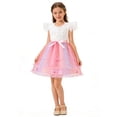 thumbnail image 1 of Toddler Girls Summer Double layered Tutu Dress Tulle Dresses Fluffy Sundress with Sequined Mesh & Bowknot Belt Party Princess Outfit for 5-6 Years Kids, Pink, 1 of 14
