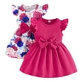 thumbnail image 1 of Toddler Girls Summer Dresses Casual Sleeveless Bow Knot Ruffled Hem Two Piece Set For Kids Size 18-24 Months, 1 of 8