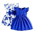 thumbnail image 1 of Toddler Girls Summer Dresses Casual Sleeveless Bow Knot Ruffled Hem Two Piece Set For Kids Size 2-3T, 1 of 8