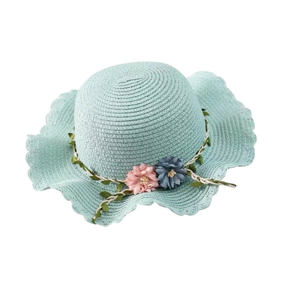 Toddler Girls Summer Hat Bag Set Wide Brim Sun Hats With Woven Bag Sun Beach Hats Sunhat Floral Tea Party Cap