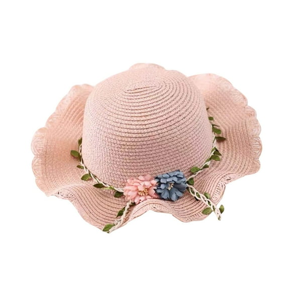 Toddler Girls Summer Hat Bag Set Wide Brim Sun Hats With Woven Bag Sun Beach Hats Sunhat Floral Tea Party Cap