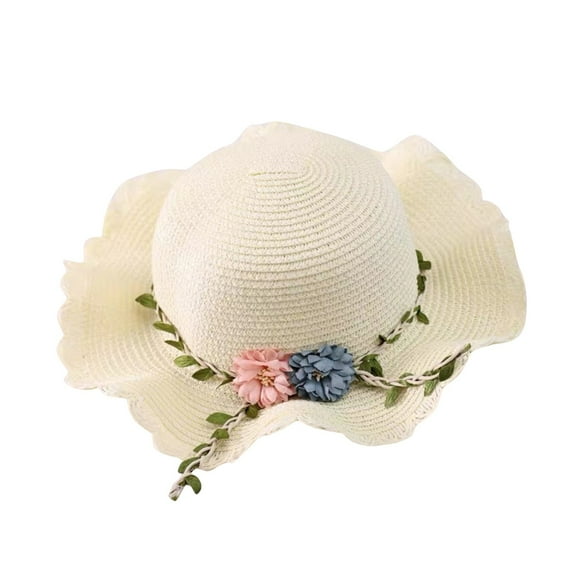 Toddler Girls Summer Hat Bag Set Wide Brim Sun Hats With Woven Bag Sun Beach Hats Sunhat Floral Tea Party Cap