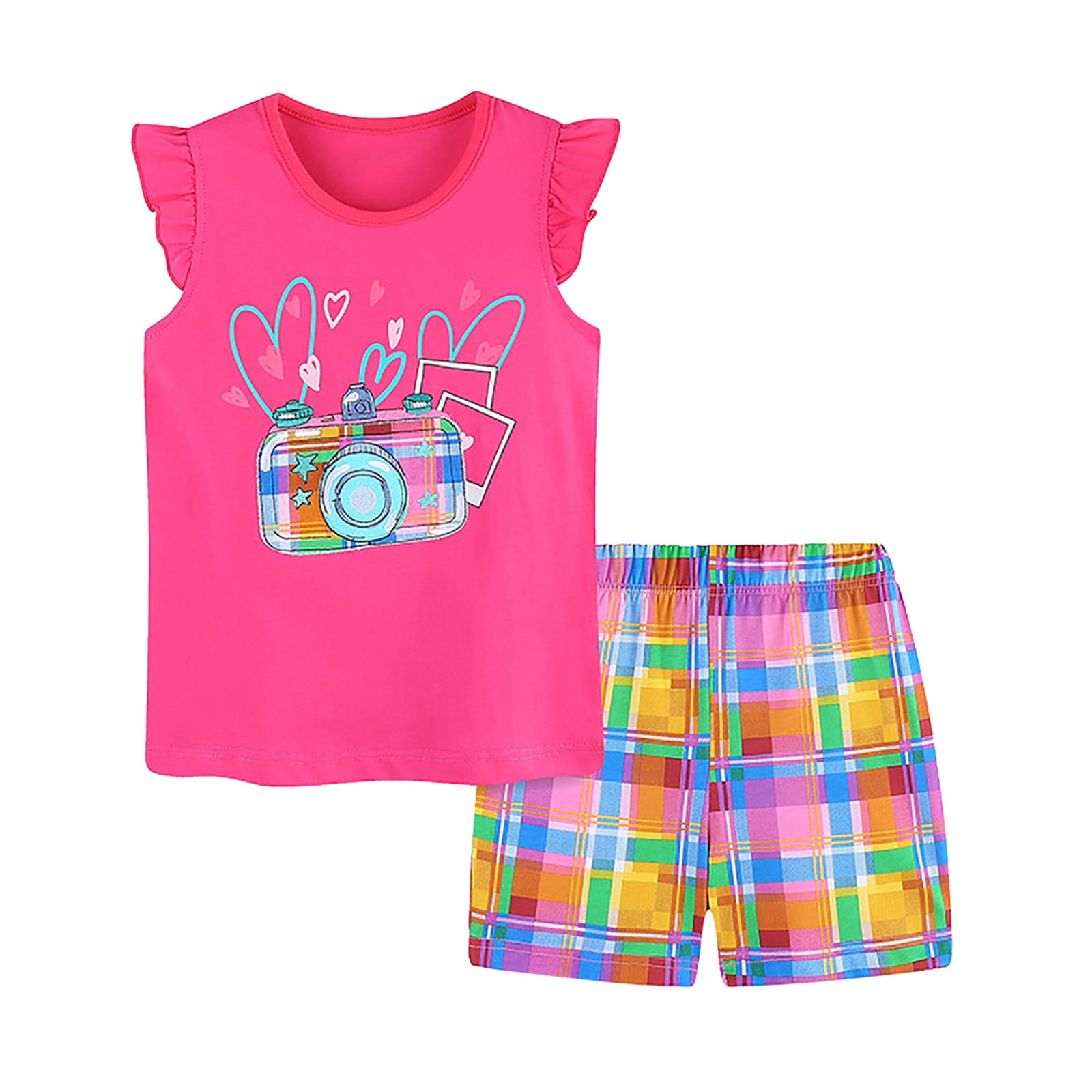 Summer Baby Kids Girls Comfortable Rabbit Cartoon T-Shirt And Shorts Clothing Set