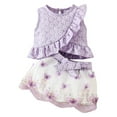 thumbnail image 1 of Toddler Girls Summer Outfits Plain Print Loose Short Sleeve T-shirt and Shorts Set Girls Summer Clothes Gibobby(9-12 Months,Purple), 1 of 9