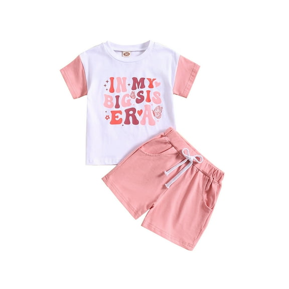 Toddler Girls Summer Outfits Short Sleeve Letter Print T Shirt And Shorts 2Pcs Clothes Set