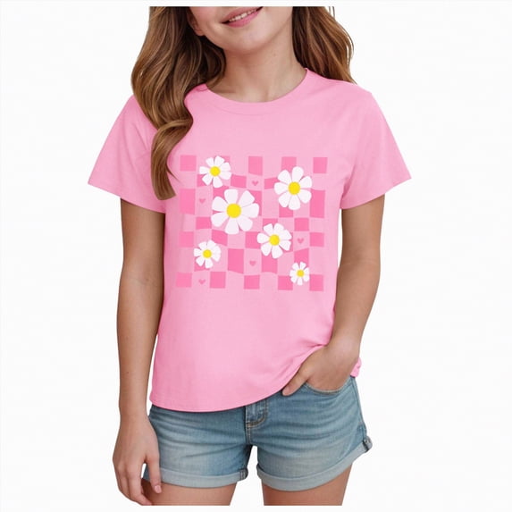 Toddler Girls Summer Oversized Short Sleeve T-Shirts Kids Crew Neck Trendy 24 Months 2t 3t 4t 5t 6t 7t Casual Basic Loose Tee Tops Gibobby,11-12 Years,Pink