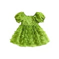 thumbnail image 1 of Toddler Girls Summer Princess Dress Short Puff Sleeve 3D Butterfly Decor Tulle Dress, 1 of 9