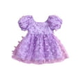 thumbnail image 1 of Toddler Girls Summer Princess Dress Short Puff Sleeve 3D Butterfly Decor Tulle Dress, 1 of 9