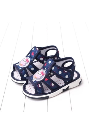Toddler Girls' Summer Sandals,Cute Cartoon Chick Print Flat Sole Non-Slip Breathable Open Toe Shoes for Infants and Children,Soft and Comfortable for First Steps, Play,Warm Weather Daily Wear - Blue