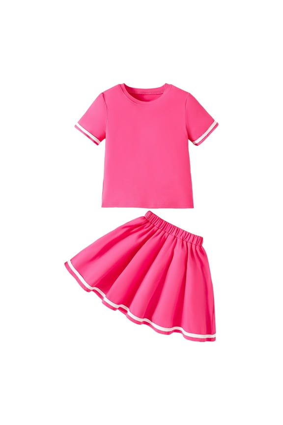 Toddler Girls Summer Sets Girls Summer Print Girl Sleeveless Round Neck Shorts Suit Sets Gibobby(4-5 Years,Hot Pink)