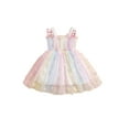 thumbnail image 1 of Toddler Girls Summer Sleeveless Dress, Colorful Butterfly Embroidery Tulle Patchwork A-Line Slip Dress, 1 of 9