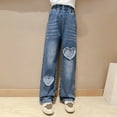 thumbnail image 1 of Toddler Girls Summer Strap Jeans Elastic High Waist Slim Flare Pants Trousers Fashion Girl Pants Size 2-3 Years, 1 of 4