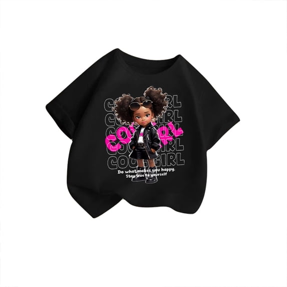 Toddler Girls Summer T Shirts Kid Graphic Round Neck Short Sleeve Casual Tops For Girl Size 3-4T