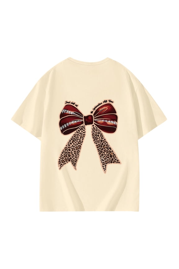 Toddler Girls Summer T Shirts Short Sleeve With Pretty Bow Print For Playful Styles Round Neck Spring Tops Size 2-3T