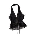 thumbnail image 1 of Toddler Girls Summer T Shirts Tops Tie Up Slim Fit Hanging Neck Backless Denim Vest Crop Top Tees Size 2-3T, 1 of 3