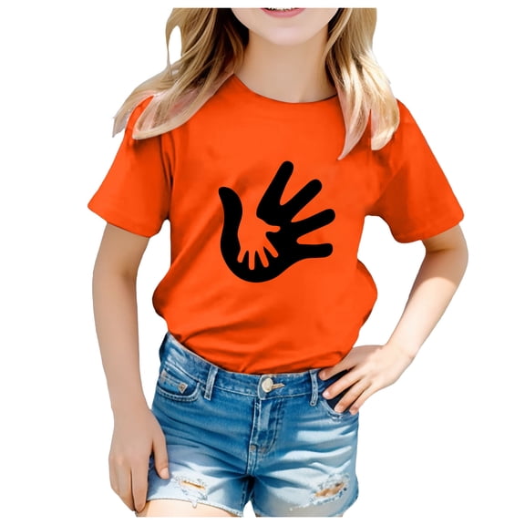 Toddler Girls Summer T Shirts Unity Day Printed The Orange Day Girls Athletic Tops Size 3-4T