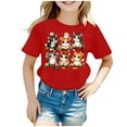 thumbnail image 1 of Toddler Girls Summer Tops Cute Cat Print Short Sleeve Tee Loose Fit Crewneck Casual Shirt Kids Breathable Clothing Red Size 2-4T, 1 of 5