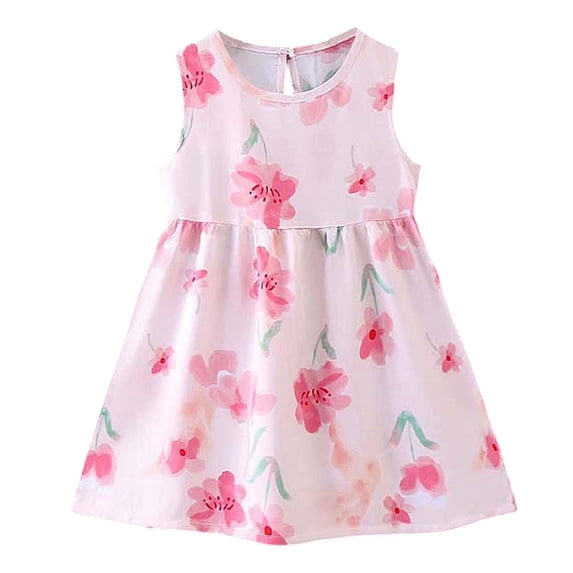 Toddler Girls Sundress Floral Sleeveless Casual Children Princess Dress For Girls Size 3-4T