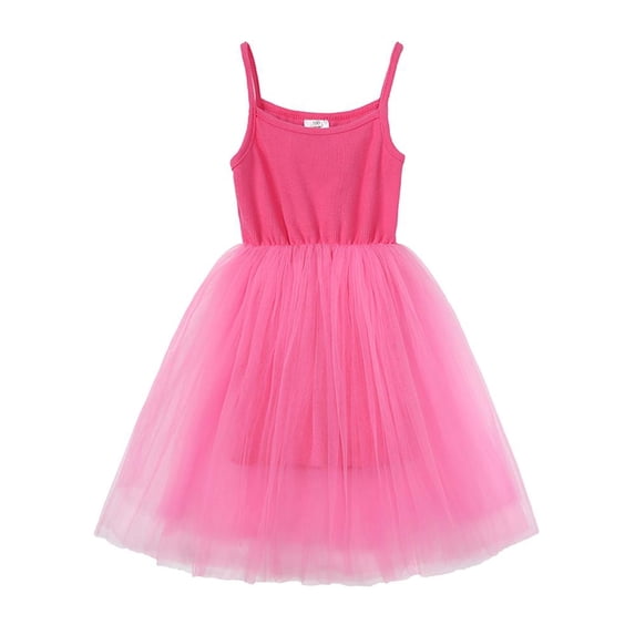 Toddler Girls Suspender Dress Princess Skirt Mesh Skirt Solid Color Skirt 9Months-8Years