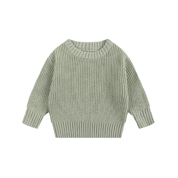 Toddler Girls Sweaters Clearance Solid Color Round Neck Pullover Sweatshirt Fashion Classic Knitted Sweater Cardigan Coat,Green,3-6 Months