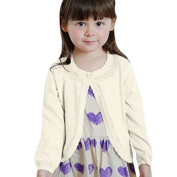 Toddler Girls Sweaters Soft Knit Cardigan With Floral Beaded Open Front Coat Clothing White Size 2-3T