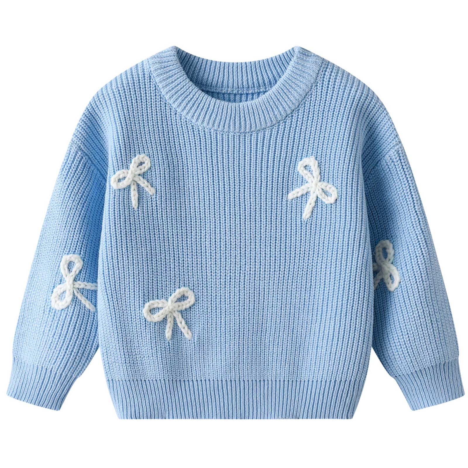 8YARS ハチヤーズ Women's CB OUTLINE Pullover Toddler Girls Sweaters Winter Knitwear Hand Embroidered Bow Kids