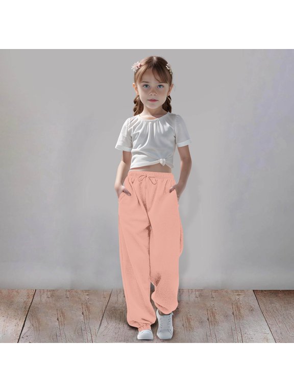 Toddler Girls SweatpantsDrawstring Jogger Sweatpants with Pockets Boys Solid Pants Rose Gold Sweat Pants Boys Boys Joggers 9-10 Years