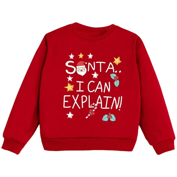 Toddler Girls Sweatshirt Christmas Crew Neck Long Sleeve Pullover Christmas Santa Autumn Winter Sweatshirts for Kids 18M-24M