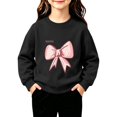 thumbnail image 1 of Toddler Girls Sweatshirt Cotton Crew Neck Bow Graphic Fall Winter Pullover, 1 of 5