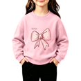 thumbnail image 1 of Toddler Girls Sweatshirt Cotton Crew Neck Bow Graphic Fall Winter Pullover, 1 of 8