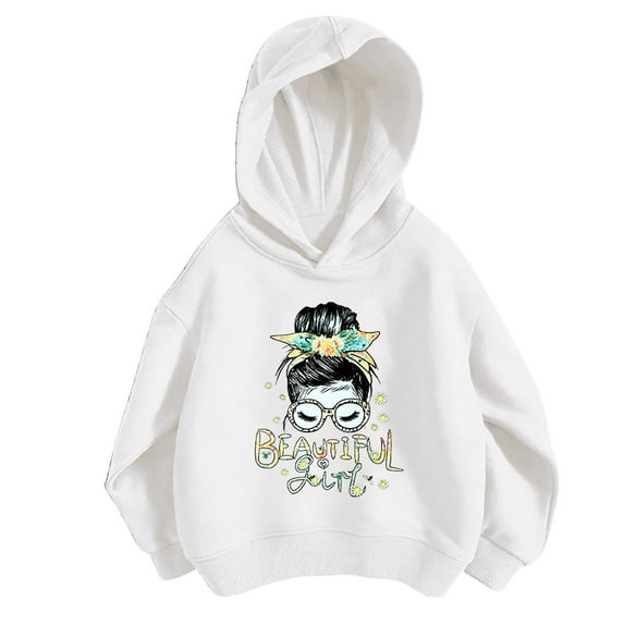 Toddler Girls Sweatshirt Hoodies Long Sleeve Hoodie Cartoon Print Drop Shoulder Autumn Winter Sweatshirts for Kids Girls 3T-4T