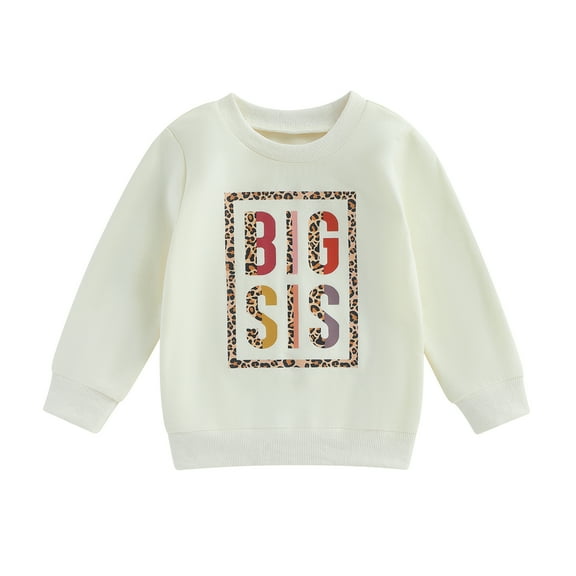 Toddler Girls Sweatshirts Long Sleeve Round Neck Leopard Letter Print Loose Pullovers Fall Tops, 1-8T