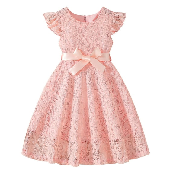 Toddler Girls Sweet Lace Dresses Baby Girl Elegant Dress Flutter Sleeve Lace Party Princess Dress 3-10 Years