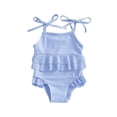 thumbnail image 1 of Toddler Girls Swimsuit One Piece Bikini Sets Cute Pattern Print Teen Bathing Suit Adjustable Strap Tankini Set with Chest Pad Ruffle Summer Girl's Swimwear, 1 of 4