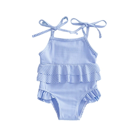 Toddler Girls Swimsuit One Piece Bikini Sets Cute Pattern Print Teen Bathing Suit Adjustable Strap Tankini Set with Chest Pad Ruffle Summer Girl's Swimwear