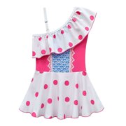 Toddler Girls One-Piece One Shoulder Swimsuit Ruffle Bathing Suit Princess Shepherdess Tankini Swimwear