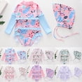 thumbnail image 1 of Toddler Girls Swimsuit Set Girls' Sun Printed Long Sleeved Floral Print Ruffled Pattern Suitable for Small Medium and Large Children, 1 of 5