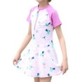 thumbnail image 1 of Toddler Girls Swimsuit Short Sleeve Swimdress One Piece Bathing Suits for Teens Beachwear Swimwear Light L, 1 of 5